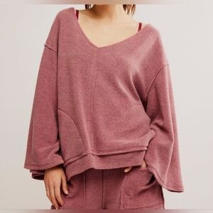 Free People Day Off Fleece Lounge Pullover/Wild Ginger